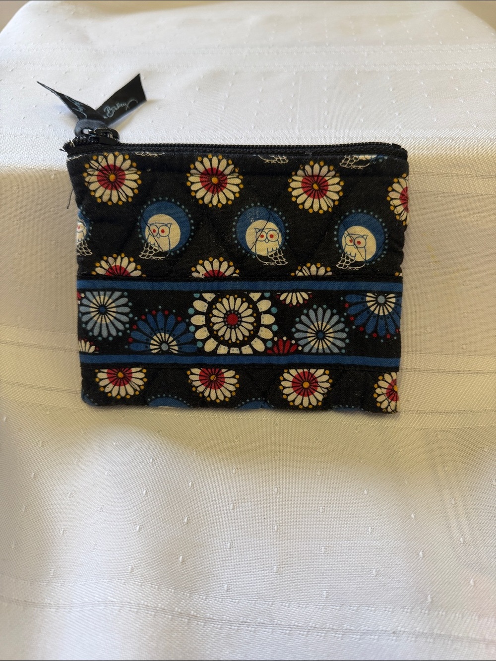 Vera Bradley - RETIRED NIGHT OWL Quilted Coin Pouch with Blue Accents